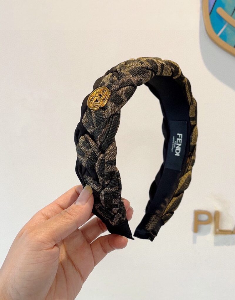 Fendi Braid Hairband Brown For Women