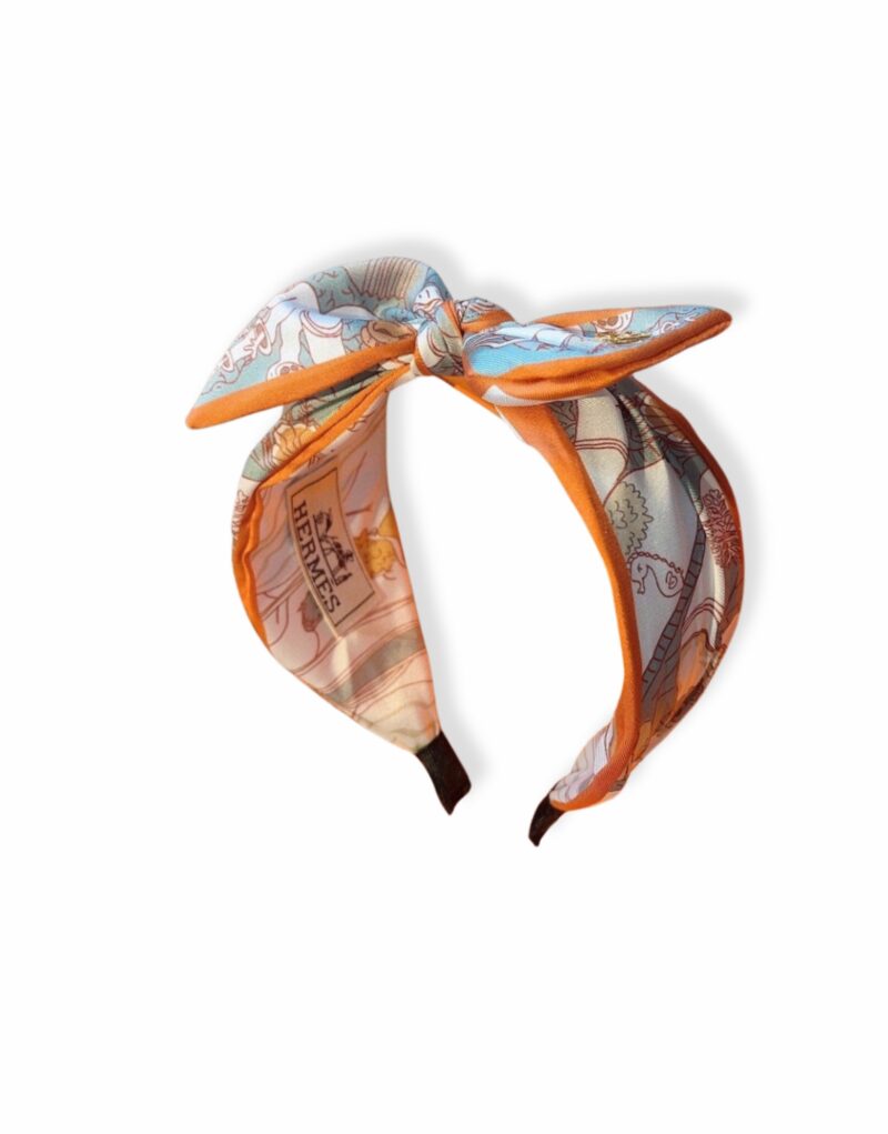Hermes Bow Hairband Orange  For Women