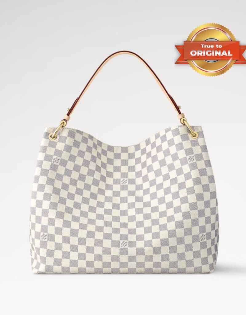 [True-to-ORIGINAL] Louis Vuitton Graceful PM Bag Damier Azur Canvas Rose Ballerine Pink For Women 35cm/13.8in N42249