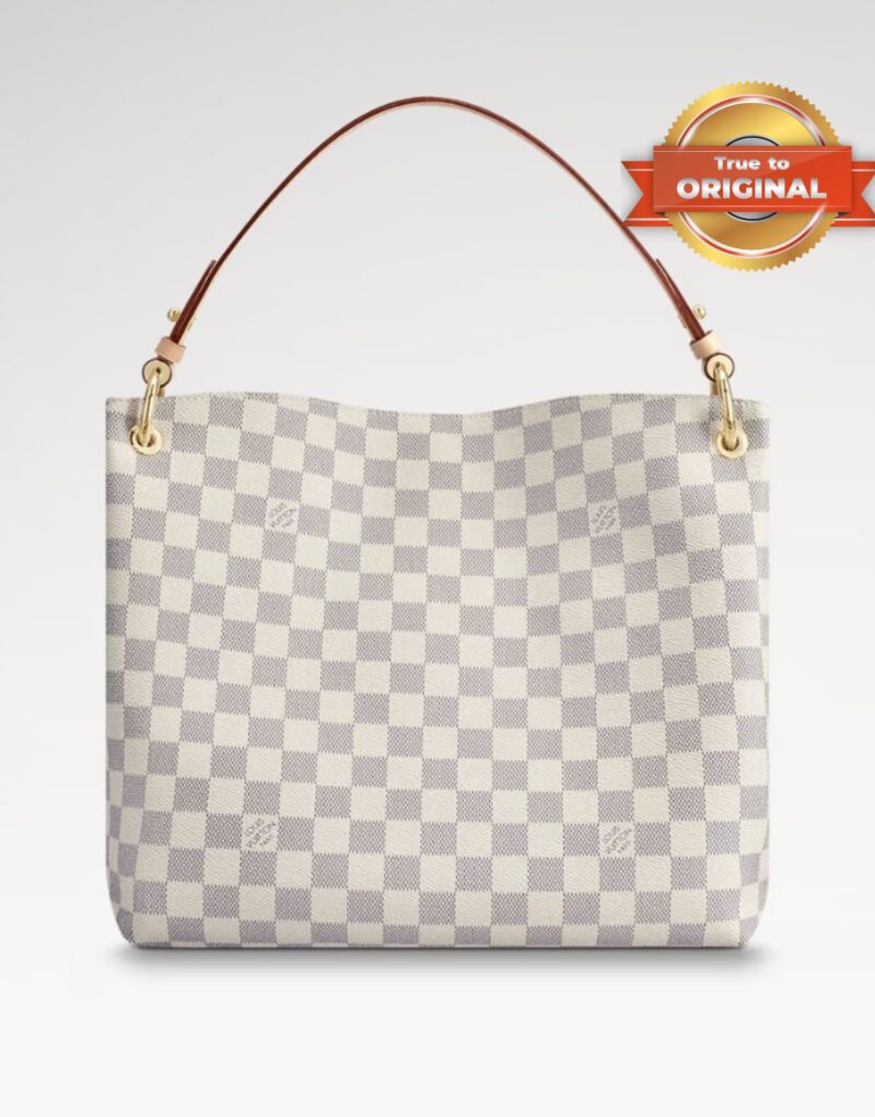 [True-to-ORIGINAL] Louis Vuitton Graceful PM Bag Damier Azur Canvas Rose Ballerine Pink For Women 35cm/13.8in N42249