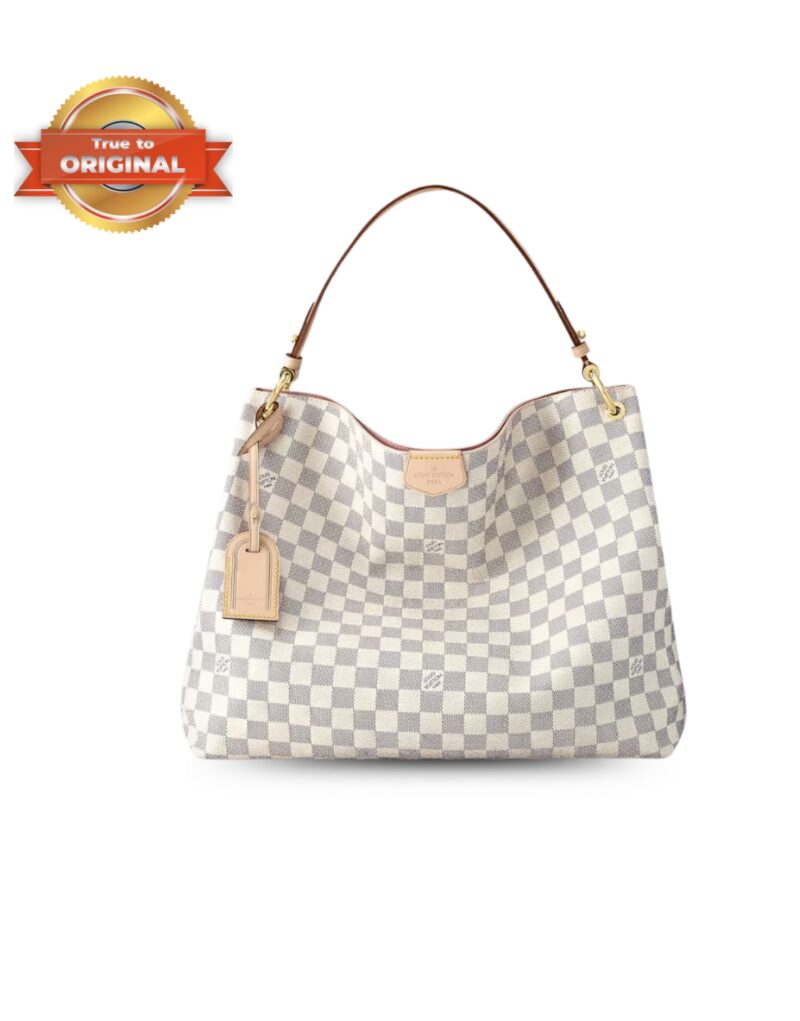 [True-to-ORIGINAL] Louis Vuitton Graceful PM Bag Damier Azur Canvas Rose Ballerine Pink For Women 35cm/13.8in N42249