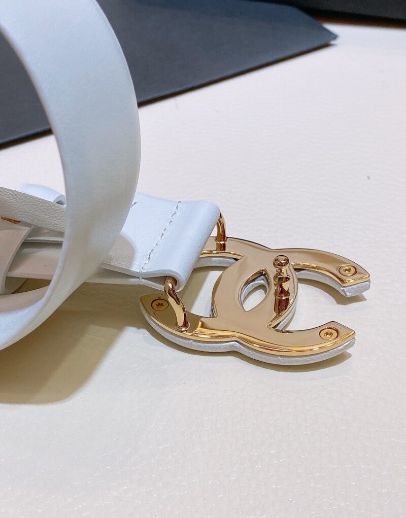 Chanel Belt With Double C Buckle White White-Toned Hardware Women Belt