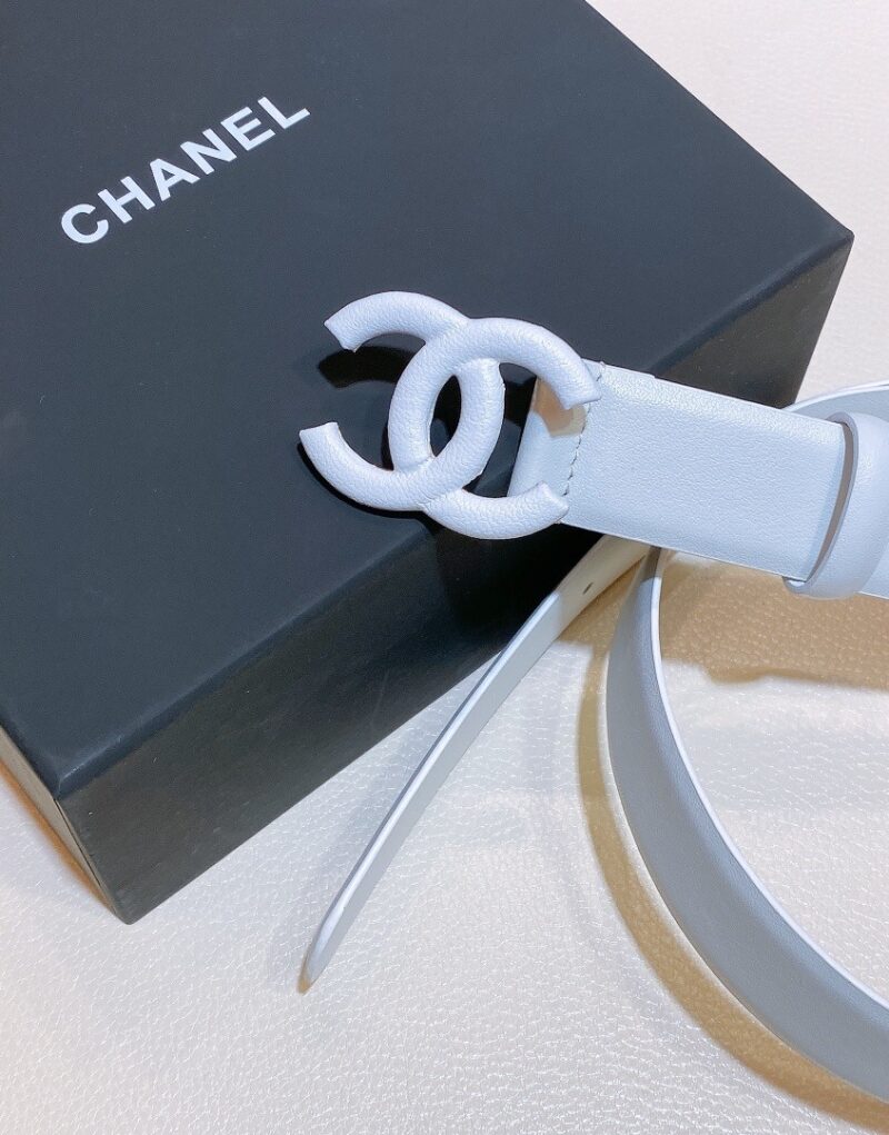 Chanel Belt With Double C Buckle White White-Toned Hardware Women Belt