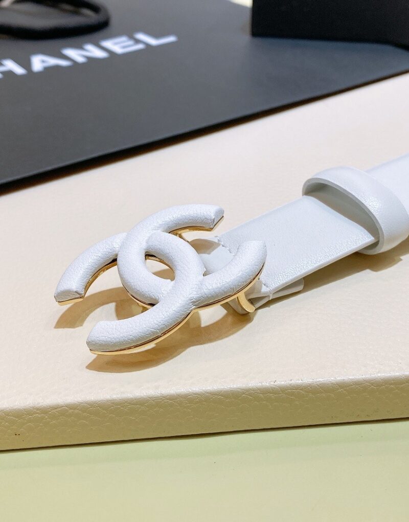 Chanel Belt With Double C Buckle White White-Toned Hardware Women Belt