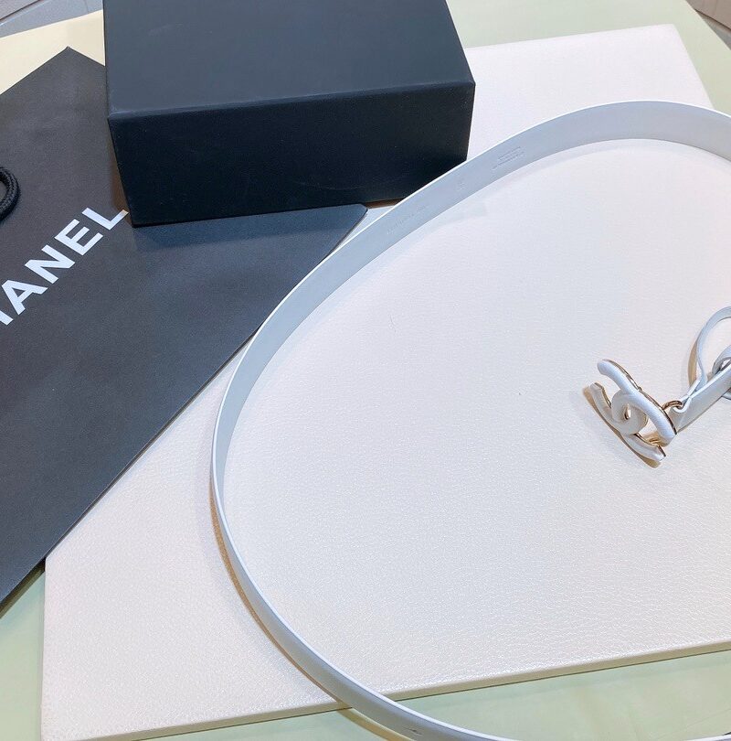 Chanel Belt With Double C Buckle White White-Toned Hardware Women Belt