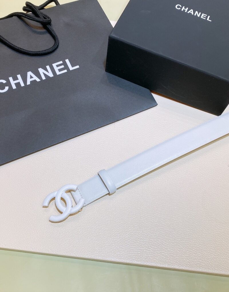Chanel Belt With Double C Buckle White White-Toned Hardware Women Belt