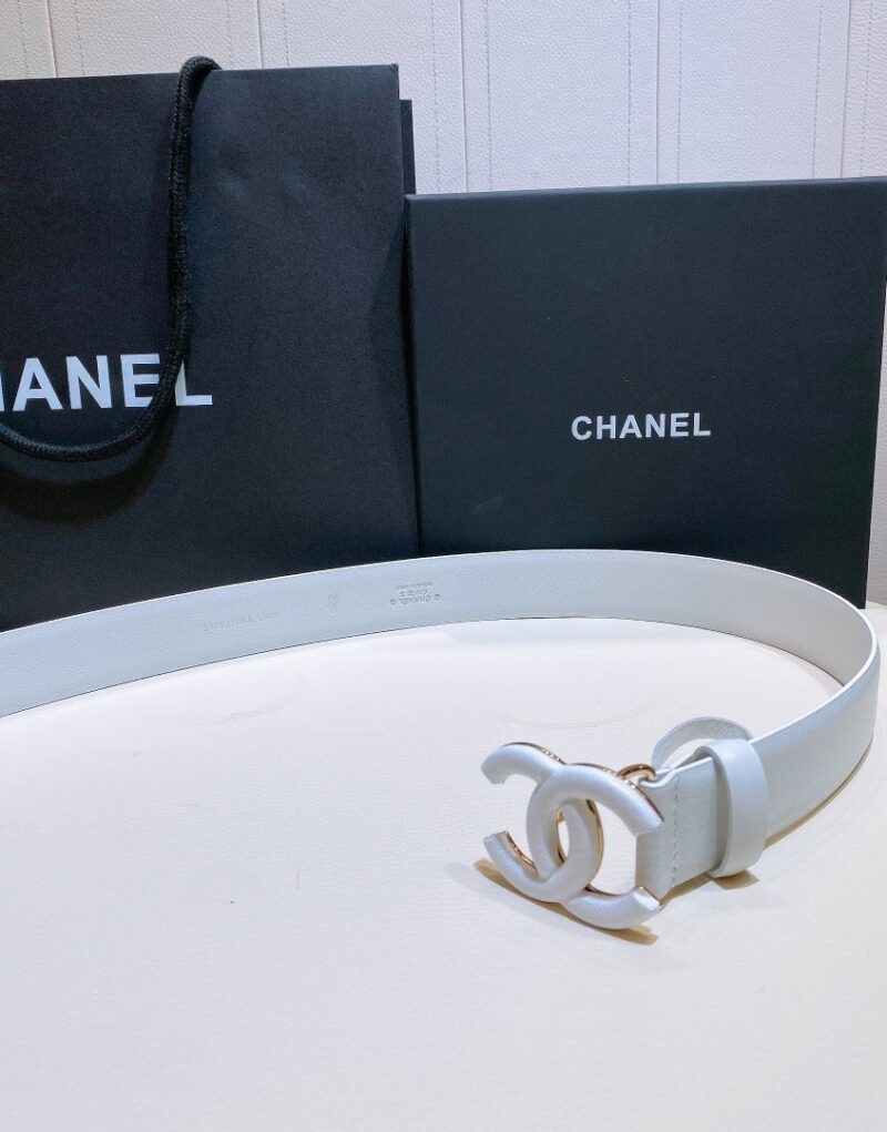 Chanel Belt With Double C Buckle White White-Toned Hardware Women Belt