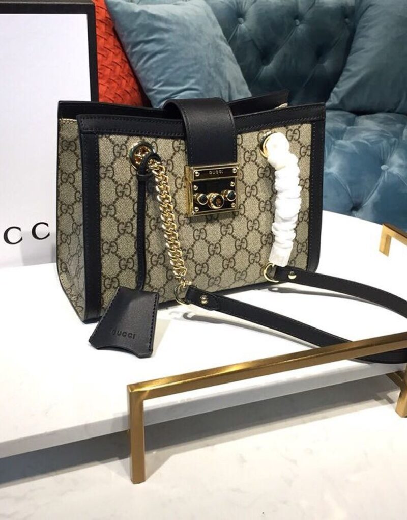 Gucci Padlock Small GG Shoulder Bag Beige/Ebony 498156 KHNKG 9769