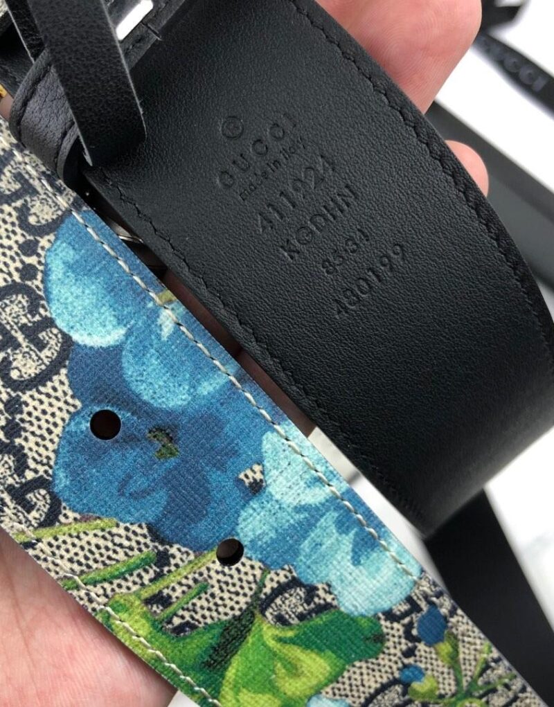 Gucci Superme Belt With Floral Embroidery Beige/Ebony Supreme Canvas For Women, Women Belt