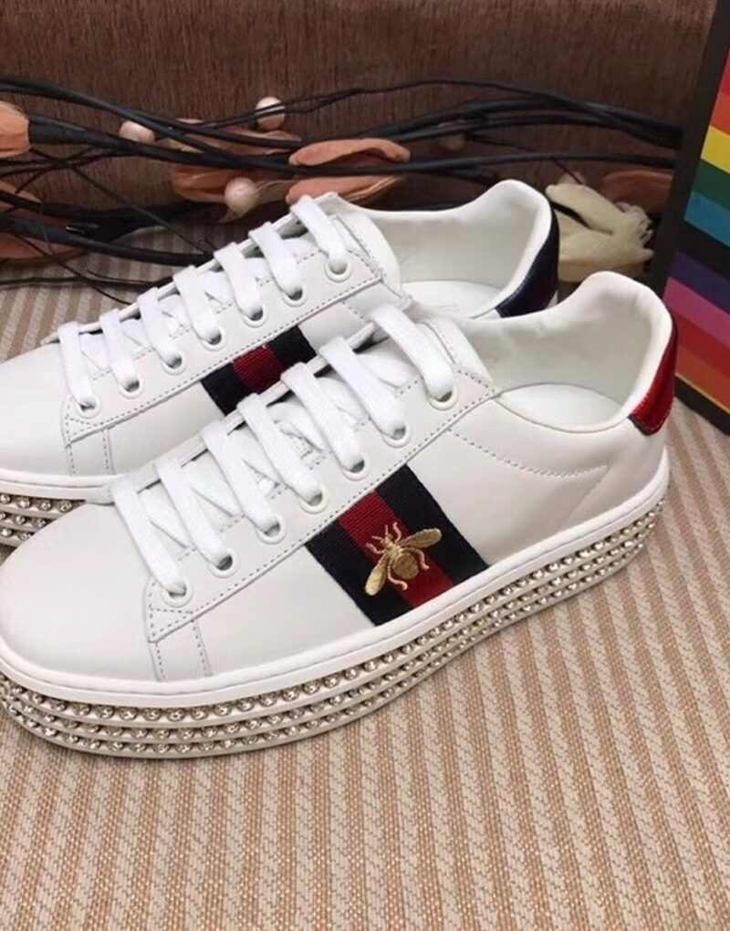 Gucci Women's Ace Embroidered Platform Sneaker White For Women GG