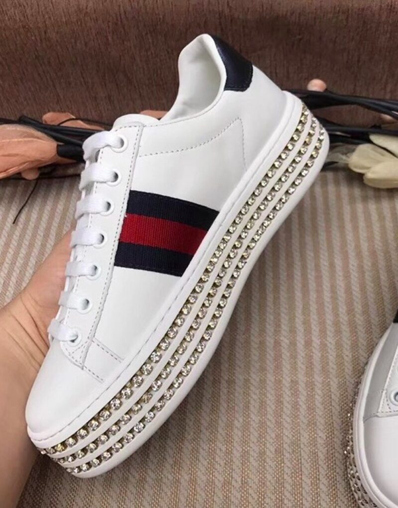 Gucci Women's Ace Embroidered Platform Sneaker White For Women GG