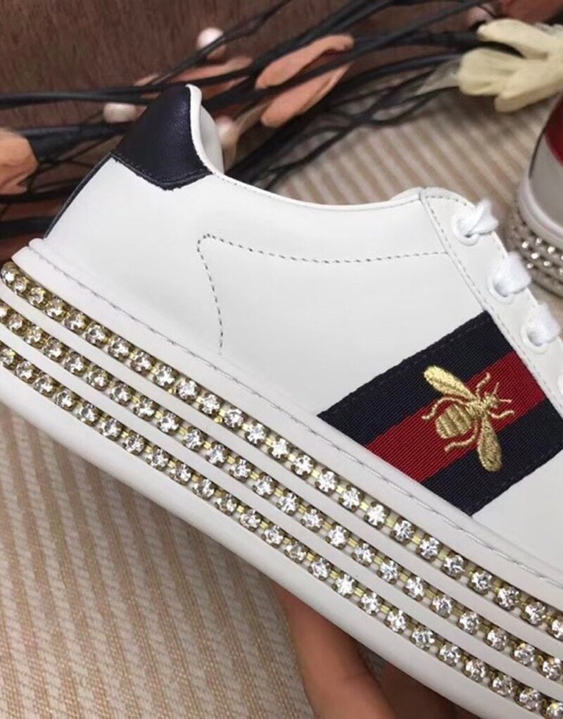 Gucci Women's Ace Embroidered Platform Sneaker White For Women GG