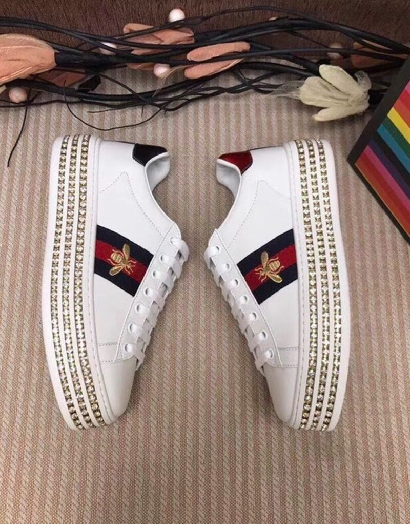 Gucci Women's Ace Embroidered Platform Sneaker White For Women GG