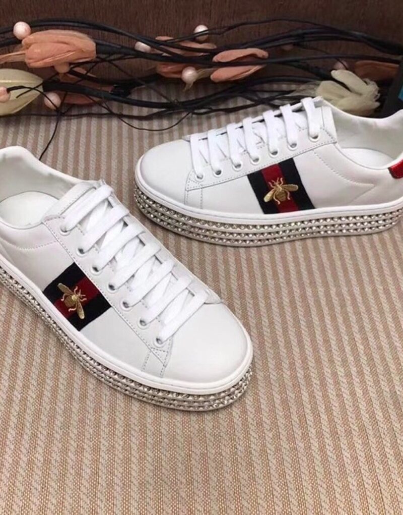 Gucci Women's Ace Embroidered Platform Sneaker White For Women GG