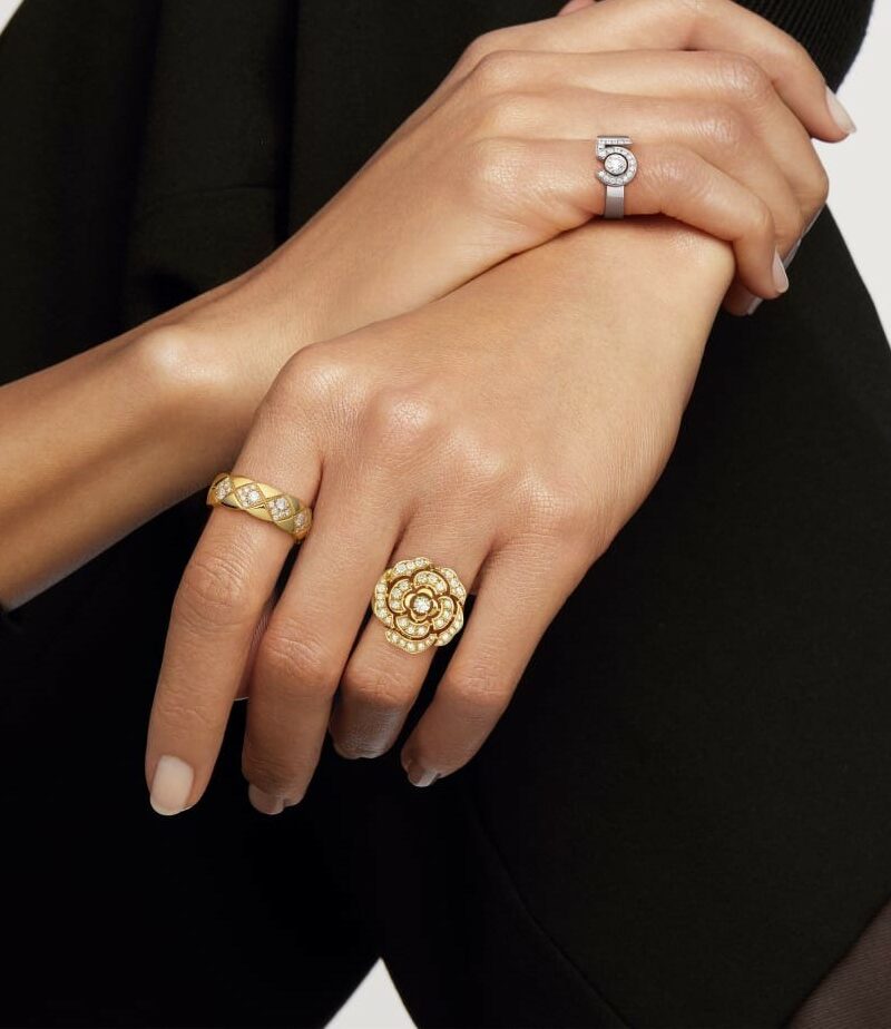 Chanel Bouton De Camélia Ring Yellow Gold For Women J12121