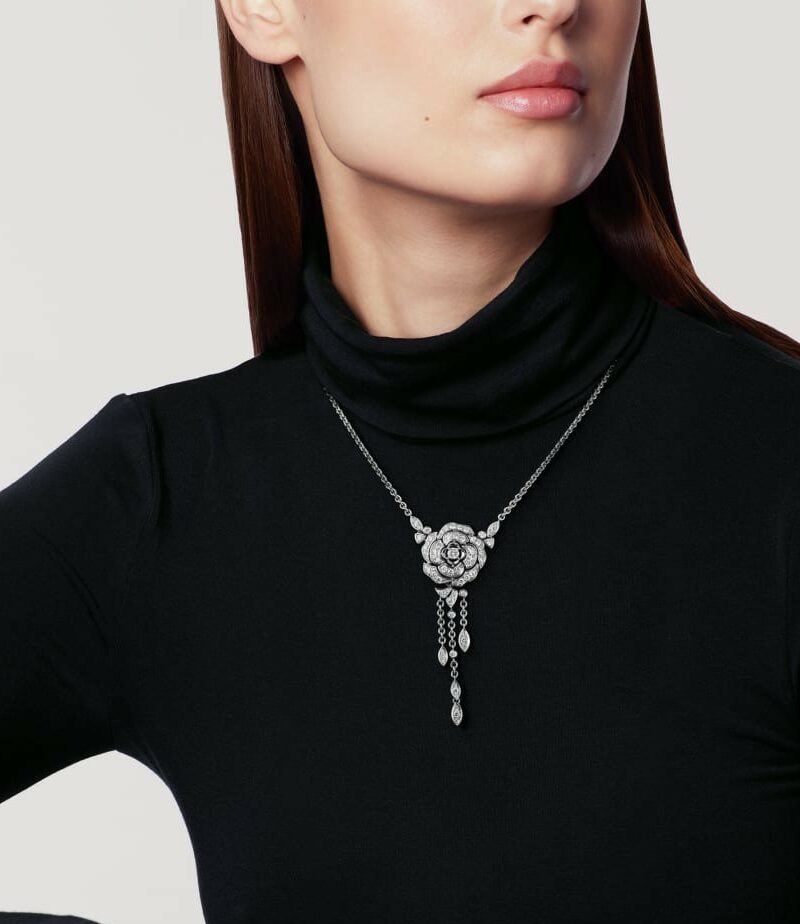 Chanel Bouton De Camélia Transformable Necklace White Gold For Women J12445