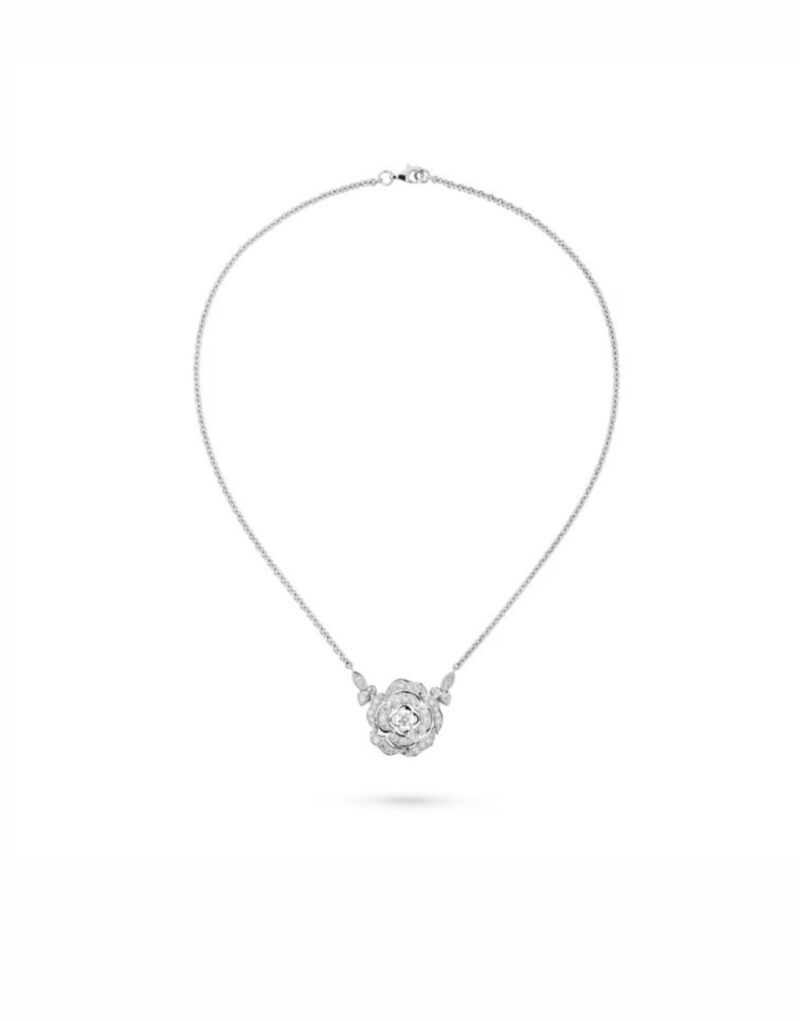 Chanel Bouton De Camélia Transformable Necklace White Gold For Women J12445