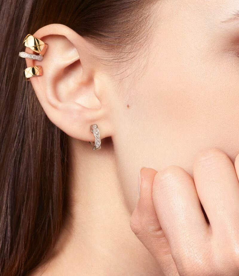 Chanel Coco Crush Earrings White/Yellow Gold For Women J11191