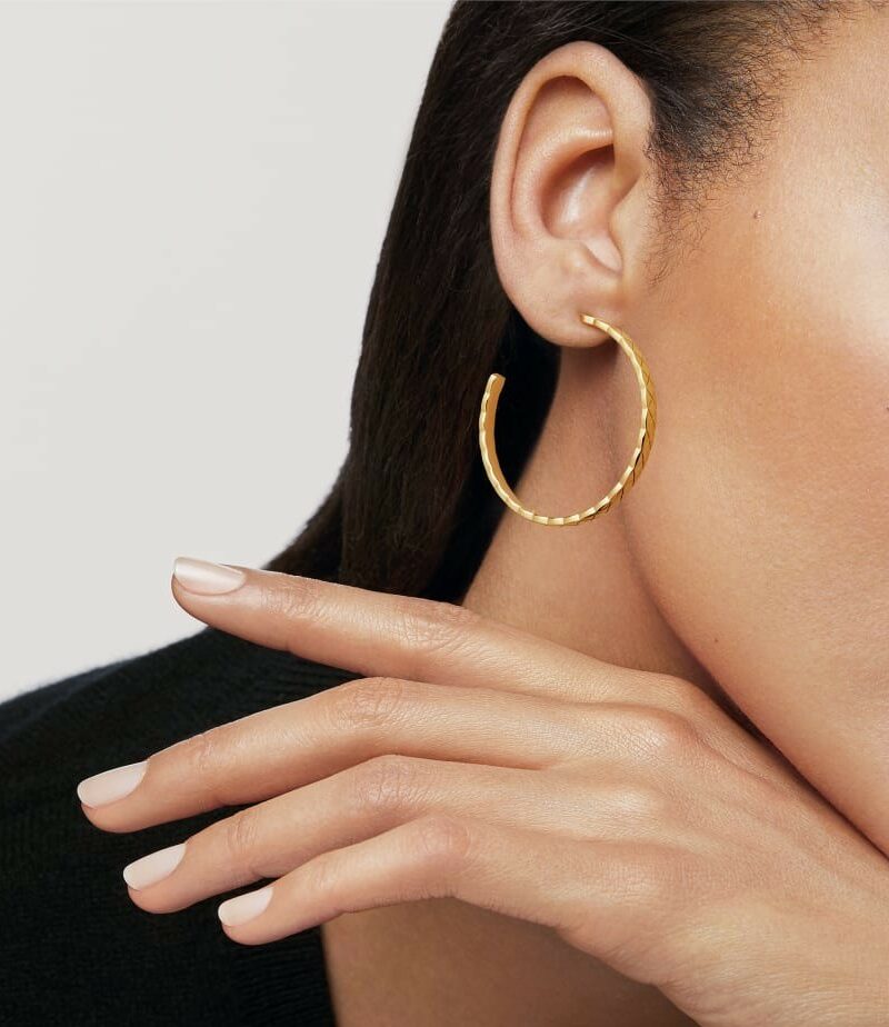 Chanel Coco Crush Hoop Earrings Yellow Gold For Women J12091