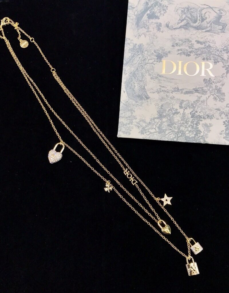 Dior Necklace Lock Charm Jewelry