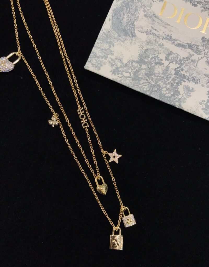 Dior Necklace Lock Charm Jewelry