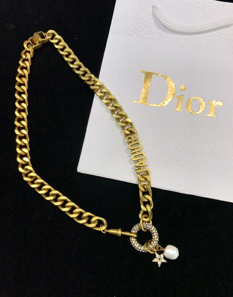 Dior Necklace Charm Gold Jewelry