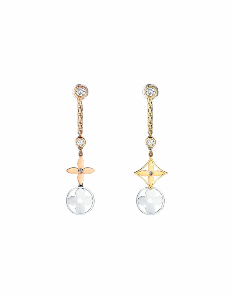 Louis Vuitton Idylle Blossom Long Earrings, 3 Golds And Diamonds - Q96413