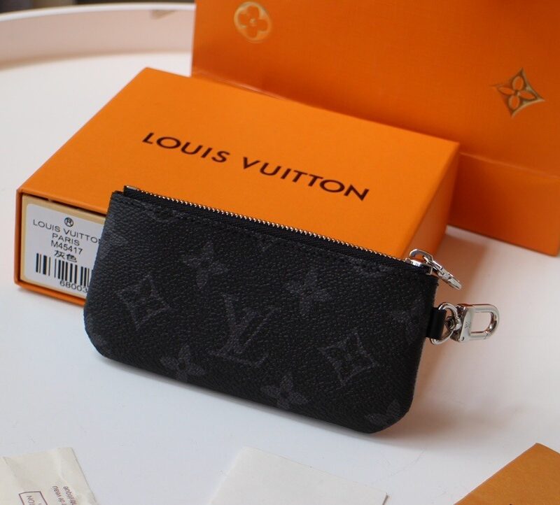 Louis Vuitton Key Pouch Monogram Eclipse For Women, Women's Wallet 4.7in/12cm LV