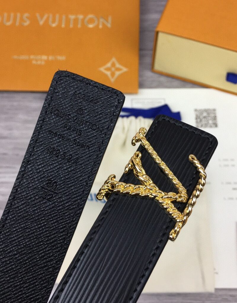Louis Vuitton LV Malletier Belt Epi Gold Toned Hardware LV Women Belt 