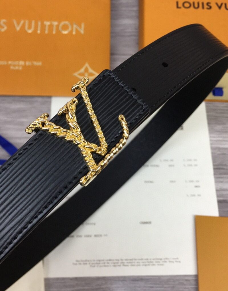 Louis Vuitton LV Malletier Belt Epi Gold Toned Hardware LV Women Belt 