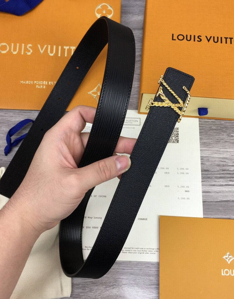 Louis Vuitton LV Malletier Belt Epi Gold Toned Hardware LV Women Belt 