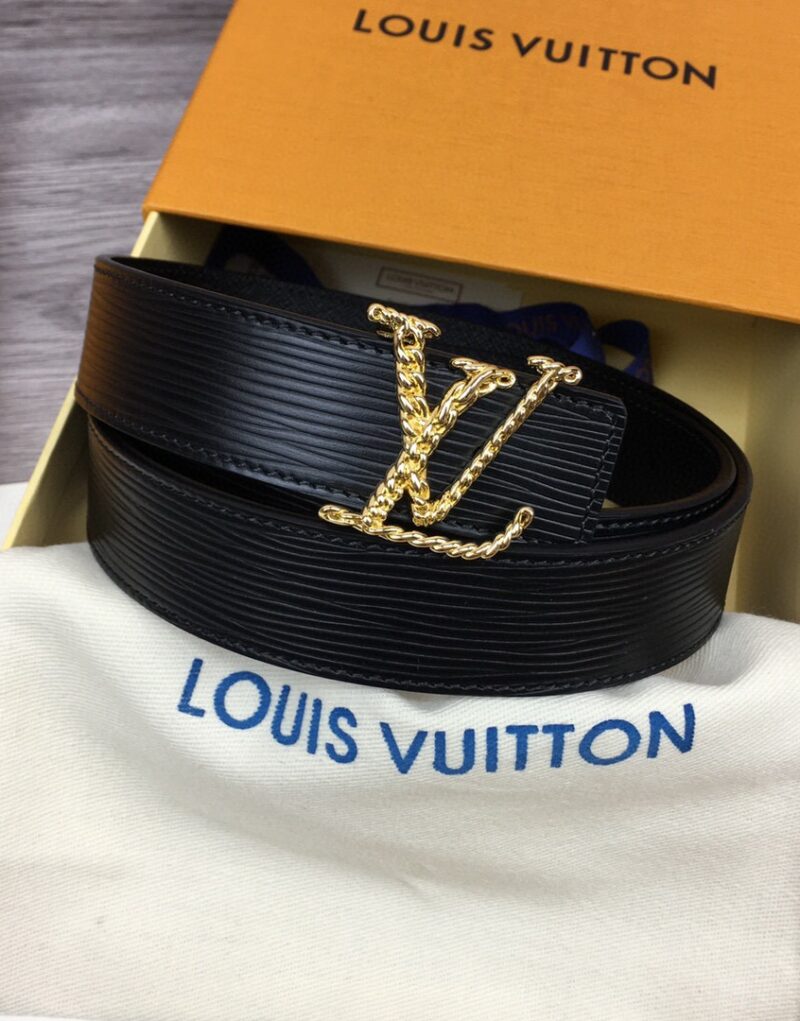 Louis Vuitton LV Malletier Belt Epi Gold Toned Hardware LV Women Belt 