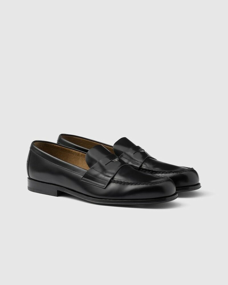 Prada Brushed Leather Loafers Black For Men 2DB201_055_F0002_F_C000