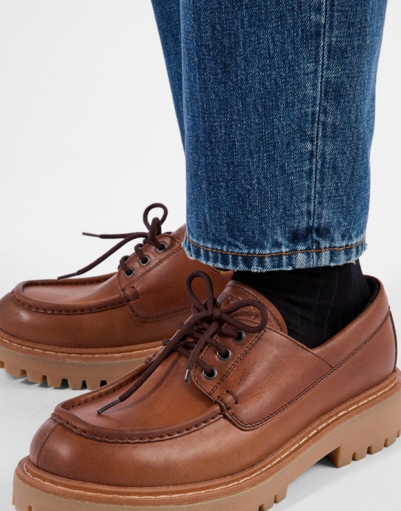 Prada Laced Leather Loafers Cognac For Men 2EE416_070_F0046_F_G000