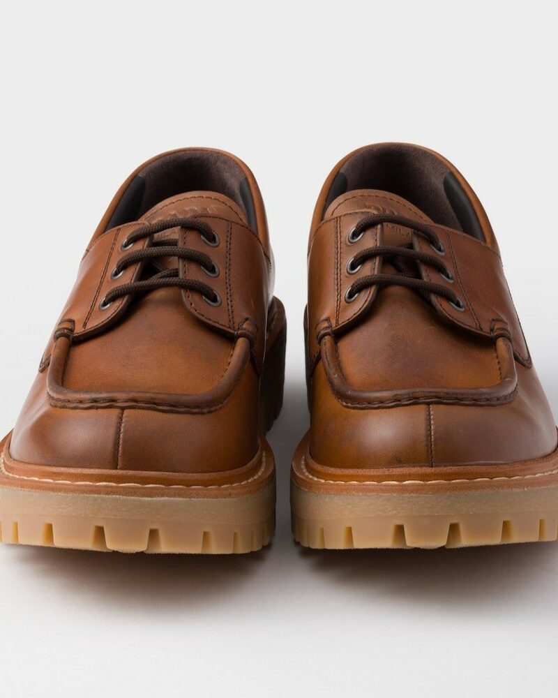 Prada Laced Leather Loafers Cognac For Men 2EE416_070_F0046_F_G000