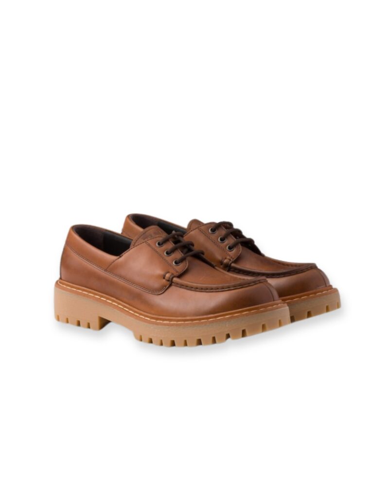 Prada Laced Leather Loafers Cognac For Men 2EE416_070_F0046_F_G000