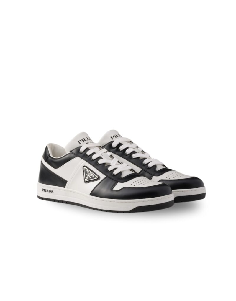 Prada Downtown Leather Sneakers White/Black For Men 2EE364_3LKG_F0T8F_F_D001