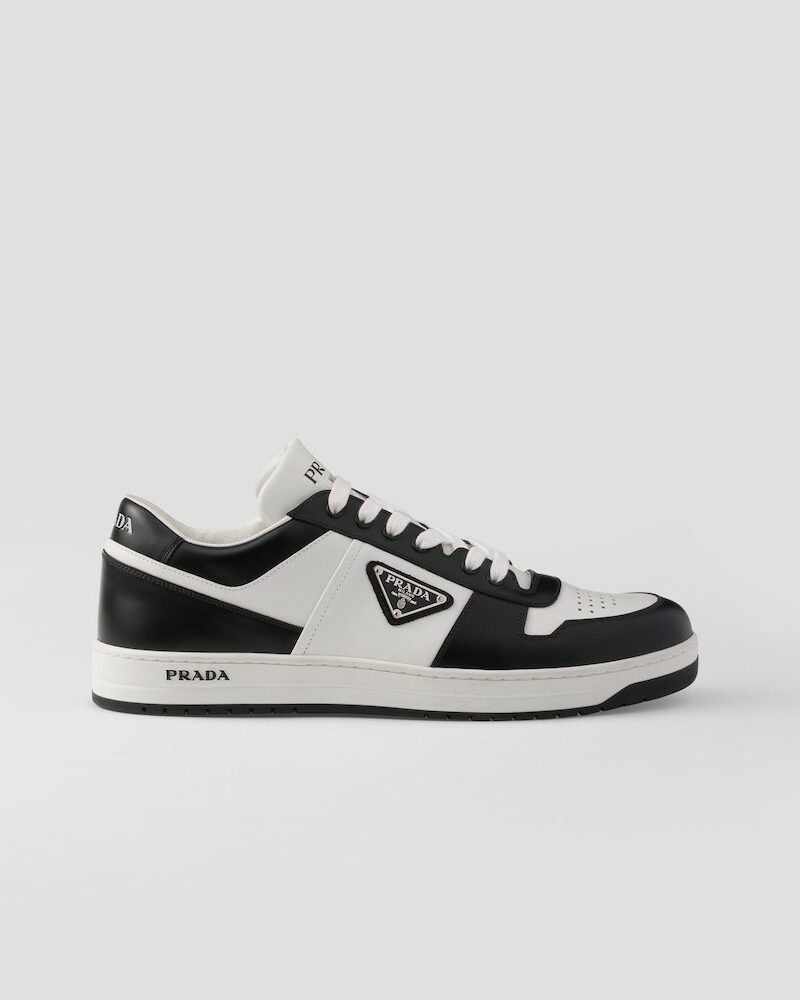 Prada Downtown Leather Sneakers White/Black For Men 2EE364_3LKG_F0T8F_F_D001