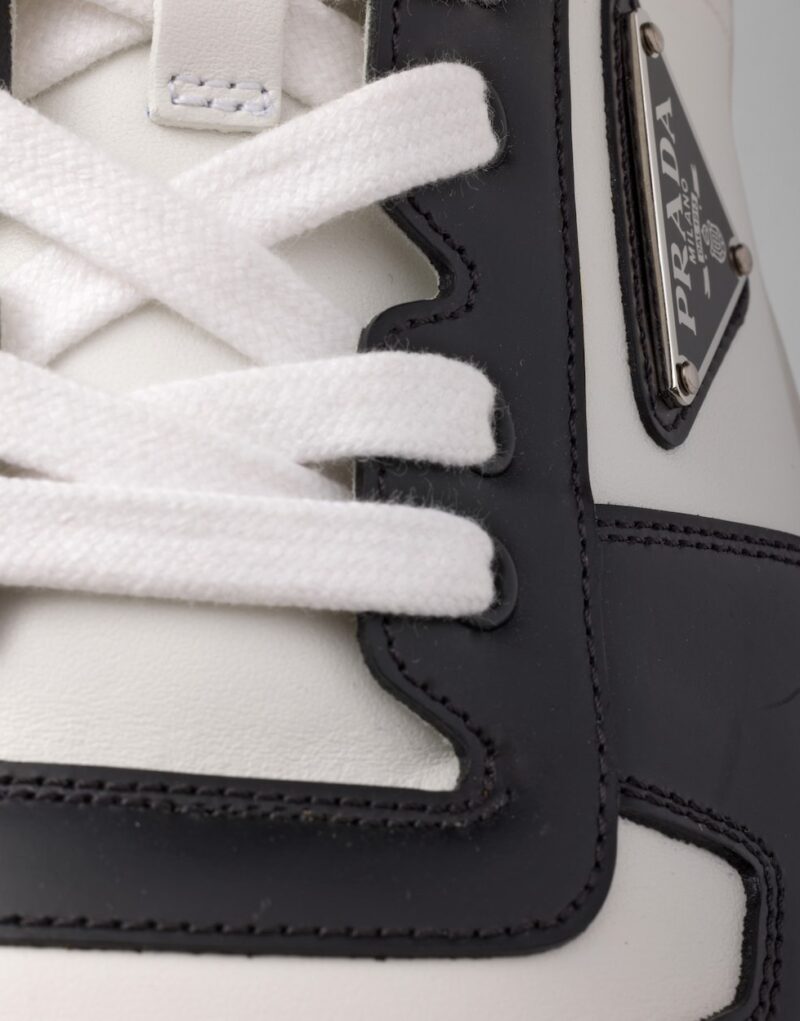 Prada Downtown Leather Sneakers White/Black For Men 2EE364_3LKG_F0T8F_F_D001