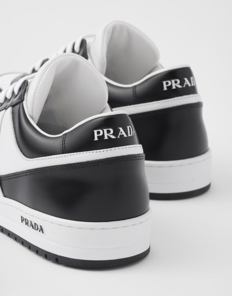 Prada Downtown Leather Sneakers White/Black For Men 2EE364_3LKG_F0T8F_F_D001