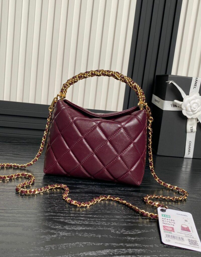 [True-to-ORIGINAL] Chanel Clutch With Chain Burgundy For Women 7.3in/19cm  AP4189-B17675-NZG79