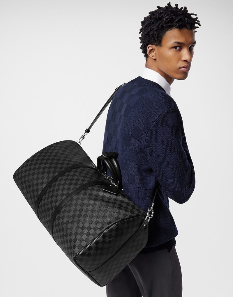 Louis Vuitton Keepall Bandoulière 55 Bag Black For Men 21,7in/55cm N41413