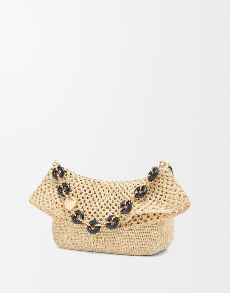 Loewe Medium Ola Bag In Raffia Natural For Women 18cm/7.1in - AP22P22X05