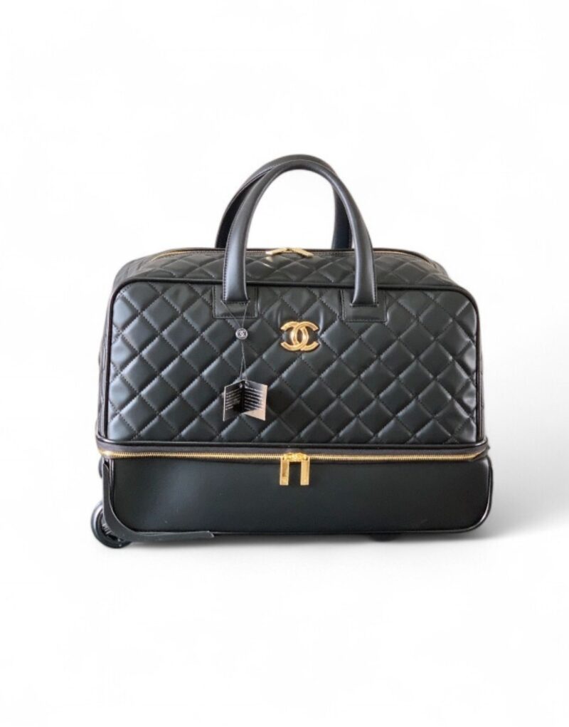 Chanel Classic Diamond-Quilted Suitcase Black For Women 19.3in/49cm