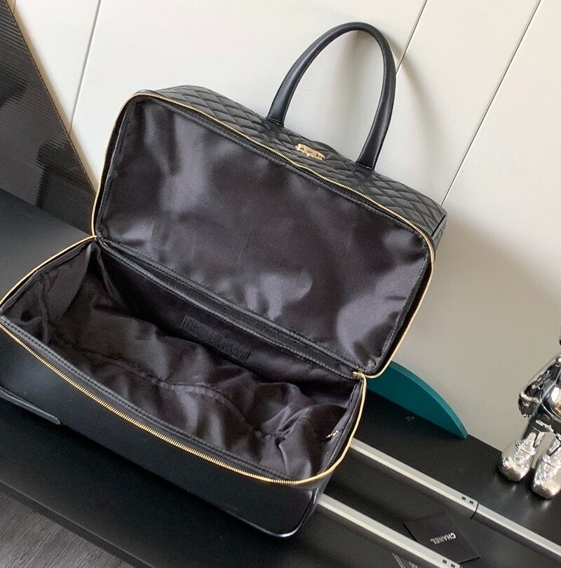 Chanel Classic Diamond-Quilted Suitcase Black For Women 19.3in/49cm