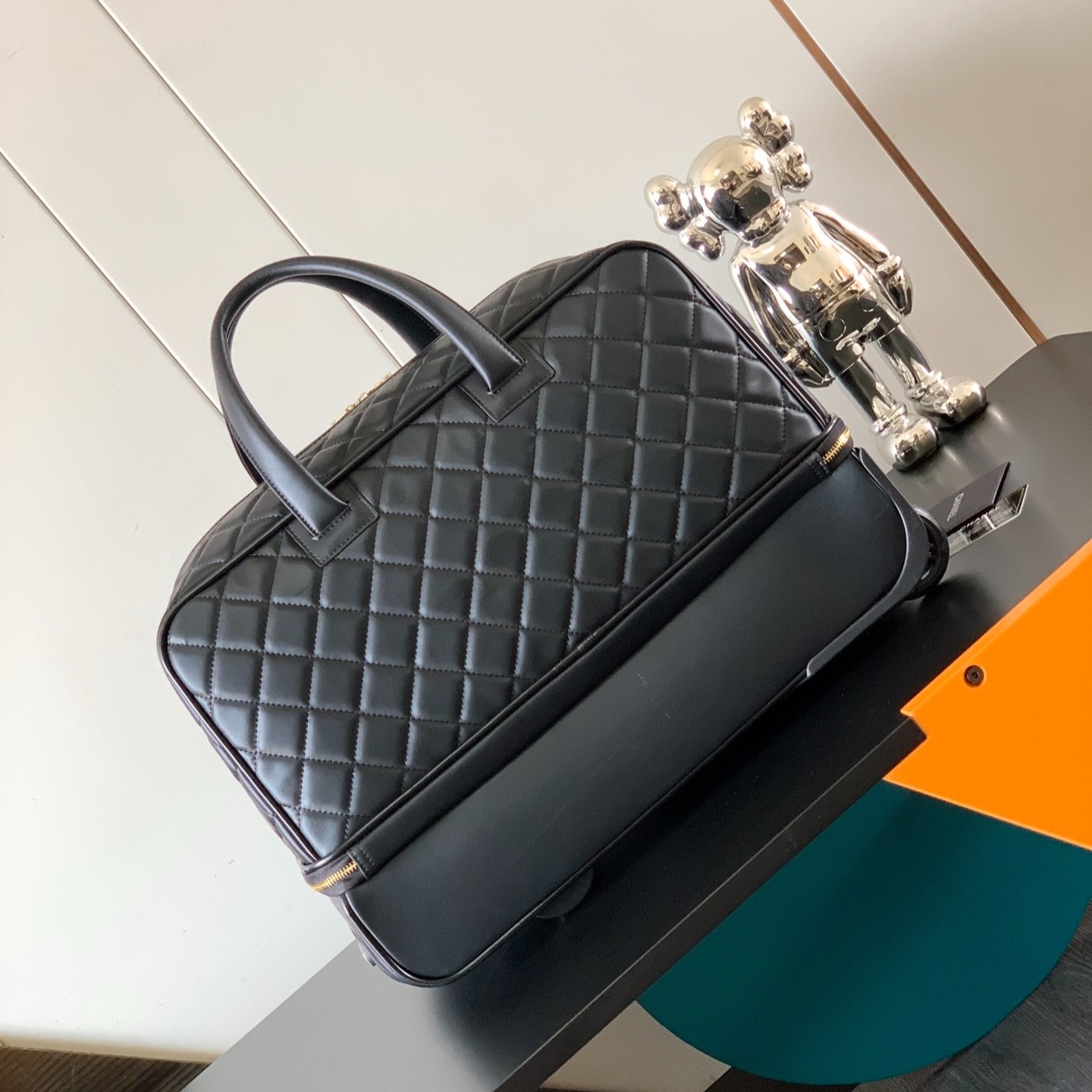 Chanel Classic Diamond-Quilted Suitcase Black For Women 19.3in/49cm