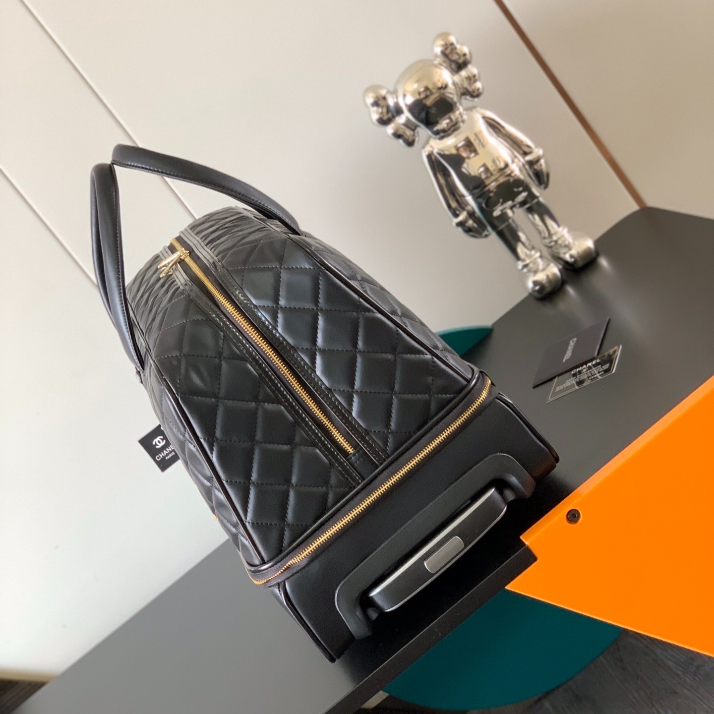 Chanel Classic Diamond-Quilted Suitcase Black For Women 19.3in/49cm