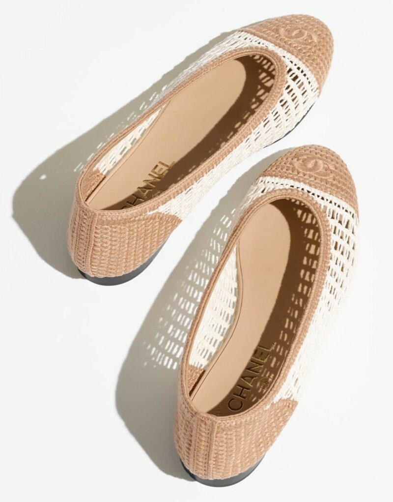 Chanel Raffia Ballet Flats White/Beige For Women G46352-B19806-NAFBO