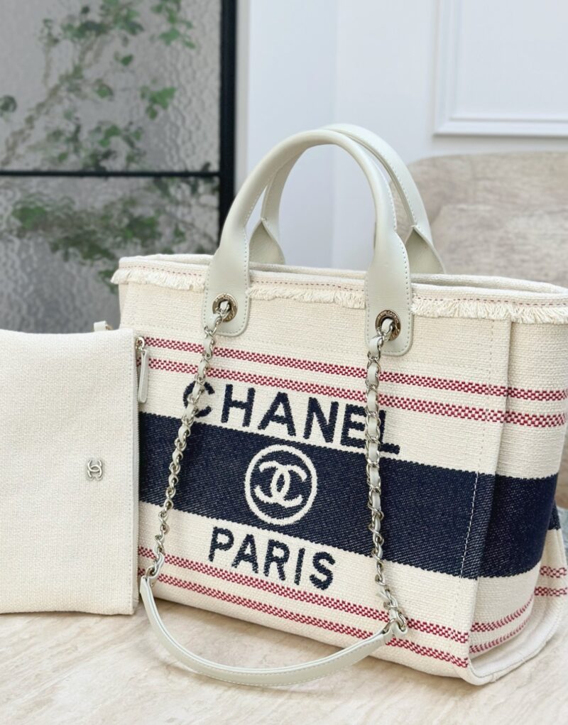 Chanel Large Deauville Tote Bag Beige For Women 35cm/14in