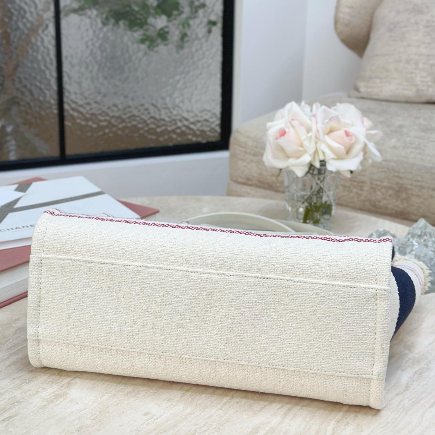 Chanel Large Deauville Tote Bag Beige For Women 35cm/14in